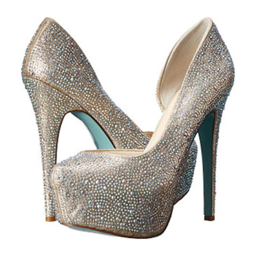 Blue by Betsey Johnson Star Rhinestone Champagne Platform Pump